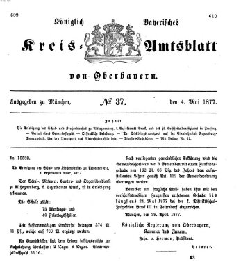 Königlich-bayerisches Kreis-Amtsblatt von Oberbayern (Münchner Intelligenzblatt) Freitag 4. Mai 1877