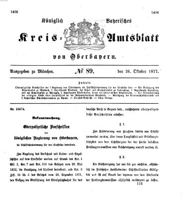 Königlich-bayerisches Kreis-Amtsblatt von Oberbayern (Münchner Intelligenzblatt) Freitag 26. Oktober 1877