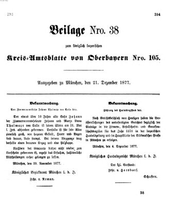 Königlich-bayerisches Kreis-Amtsblatt von Oberbayern (Münchner Intelligenzblatt) Freitag 21. Dezember 1877