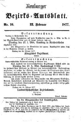 Neuburger Bezirks-Amtsblatt Donnerstag 22. Februar 1877