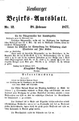 Neuburger Bezirks-Amtsblatt Mittwoch 28. Februar 1877