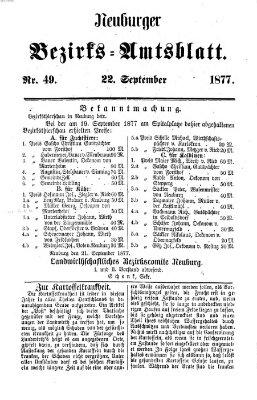 Neuburger Bezirks-Amtsblatt Samstag 22. September 1877
