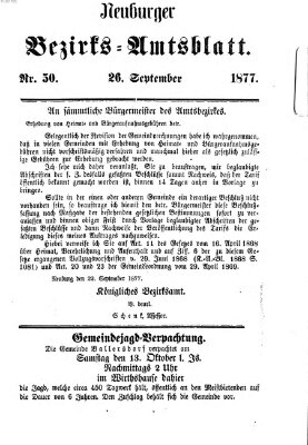 Neuburger Bezirks-Amtsblatt Mittwoch 26. September 1877