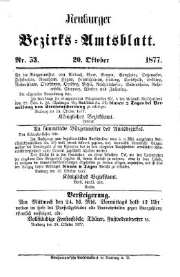 Neuburger Bezirks-Amtsblatt Samstag 20. Oktober 1877