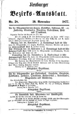 Neuburger Bezirks-Amtsblatt Samstag 10. November 1877