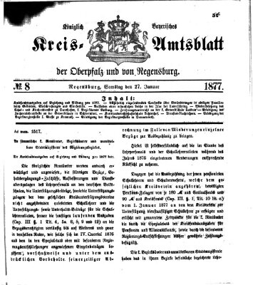 Königlich-bayerisches Kreis-Amtsblatt der Oberpfalz und von Regensburg (Königlich bayerisches Intelligenzblatt für die Oberpfalz und von Regensburg) Samstag 27. Januar 1877