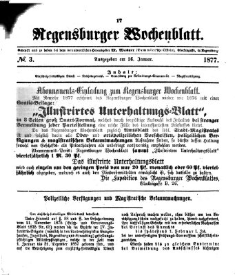 Regensburger Wochenblatt Dienstag 16. Januar 1877