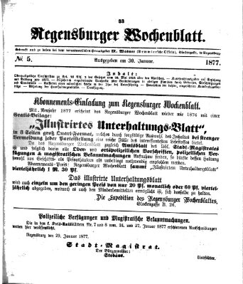 Regensburger Wochenblatt Dienstag 30. Januar 1877