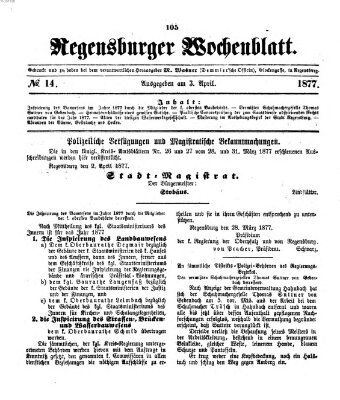 Regensburger Wochenblatt Dienstag 3. April 1877