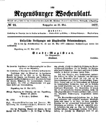 Regensburger Wochenblatt Dienstag 29. Mai 1877