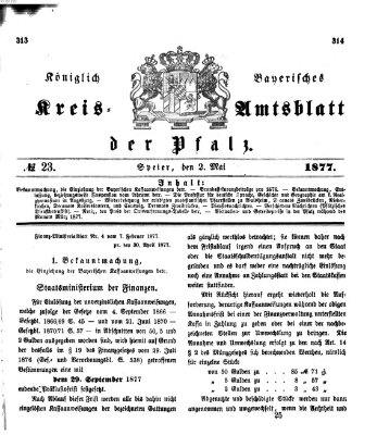 Königlich-bayerisches Kreis-Amtsblatt der Pfalz (Königlich bayerisches Amts- und Intelligenzblatt für die Pfalz) Mittwoch 2. Mai 1877