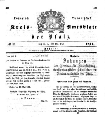 Königlich-bayerisches Kreis-Amtsblatt der Pfalz (Königlich bayerisches Amts- und Intelligenzblatt für die Pfalz) Samstag 26. Mai 1877