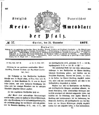 Königlich-bayerisches Kreis-Amtsblatt der Pfalz (Königlich bayerisches Amts- und Intelligenzblatt für die Pfalz) Freitag 21. September 1877
