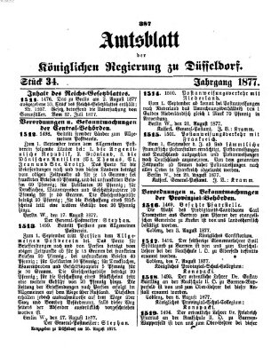 Amtsblatt für den Regierungsbezirk Düsseldorf Samstag 25. August 1877