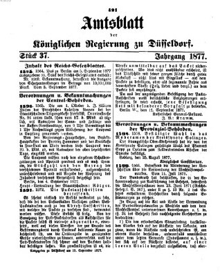 Amtsblatt für den Regierungsbezirk Düsseldorf Samstag 15. September 1877