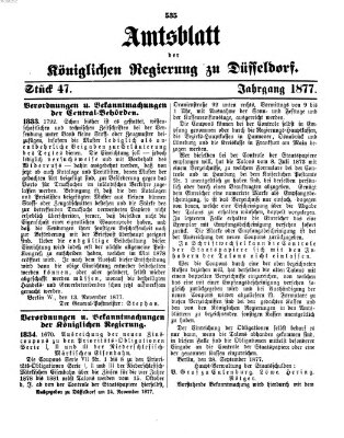 Amtsblatt für den Regierungsbezirk Düsseldorf Samstag 24. November 1877