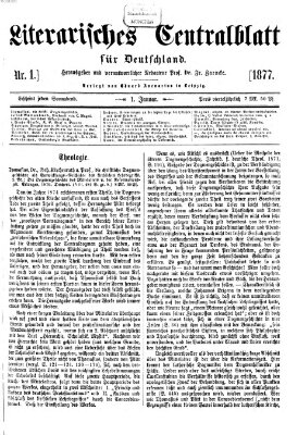 Literarisches Zentralblatt für Deutschland Montag 1. Januar 1877