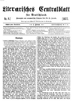 Literarisches Zentralblatt für Deutschland Samstag 3. Februar 1877