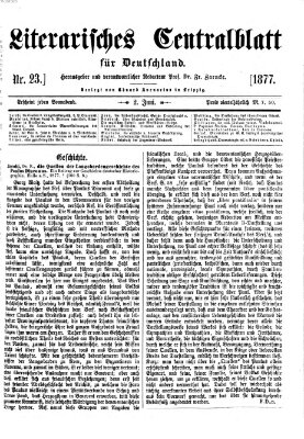 Literarisches Zentralblatt für Deutschland Samstag 2. Juni 1877