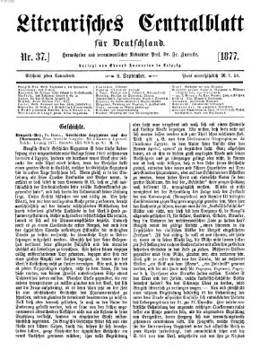 Literarisches Zentralblatt für Deutschland Samstag 8. September 1877
