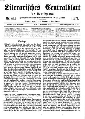Literarisches Zentralblatt für Deutschland Samstag 24. November 1877