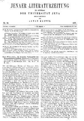 Jenaer Literaturzeitung Samstag 25. August 1877