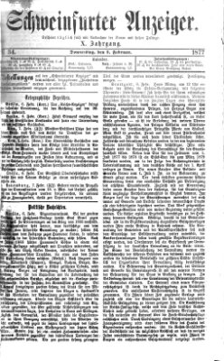 Schweinfurter Anzeiger Donnerstag 8. Februar 1877