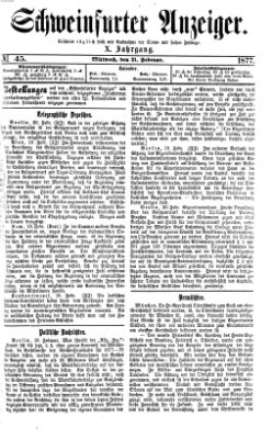 Schweinfurter Anzeiger Mittwoch 21. Februar 1877