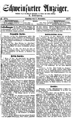 Schweinfurter Anzeiger Samstag 17. November 1877