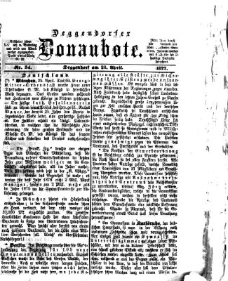 Deggendorfer Donaubote Samstag 28. April 1877