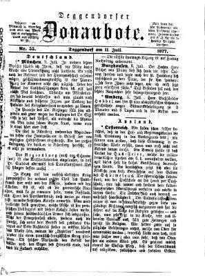 Deggendorfer Donaubote Mittwoch 11. Juli 1877