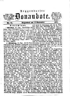 Deggendorfer Donaubote Mittwoch 19. September 1877