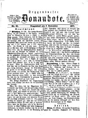 Deggendorfer Donaubote Samstag 3. November 1877