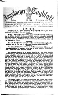 Augsburger Tagblatt Freitag 5. Oktober 1877