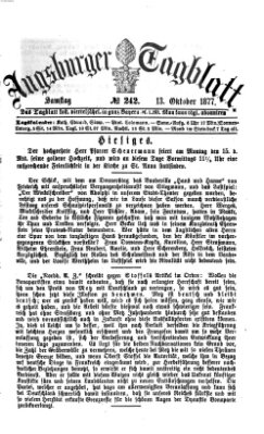 Augsburger Tagblatt Samstag 13. Oktober 1877