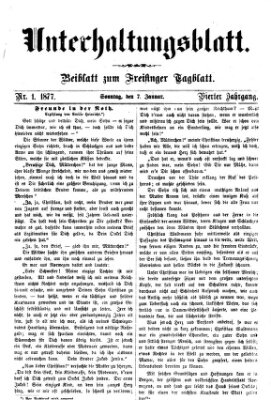 Freisinger Tagblatt (Freisinger Wochenblatt) Sonntag 7. Januar 1877