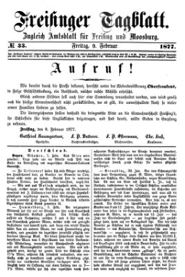 Freisinger Tagblatt (Freisinger Wochenblatt) Freitag 9. Februar 1877