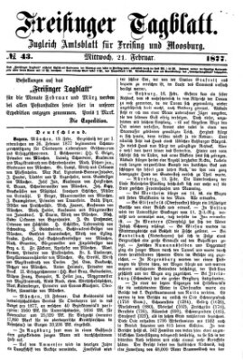 Freisinger Tagblatt (Freisinger Wochenblatt) Mittwoch 21. Februar 1877