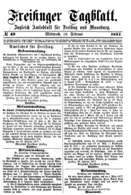 Freisinger Tagblatt (Freisinger Wochenblatt) Mittwoch 28. Februar 1877