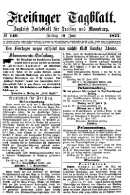 Freisinger Tagblatt (Freisinger Wochenblatt) Freitag 29. Juni 1877