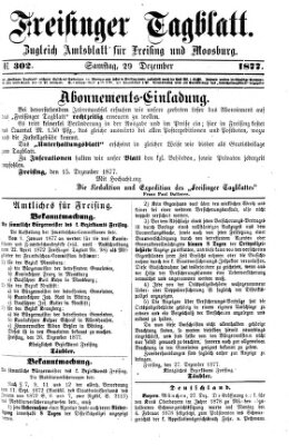 Freisinger Tagblatt (Freisinger Wochenblatt) Samstag 29. Dezember 1877