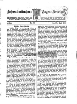 Schwabmünchner Tages-Anzeiger Freitag 20. April 1877