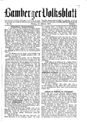 Bamberger Volksblatt Montag 12. Februar 1877