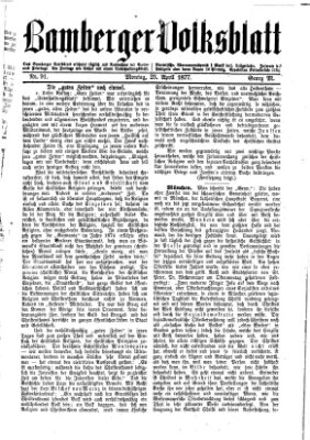 Bamberger Volksblatt Montag 23. April 1877