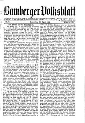 Bamberger Volksblatt Donnerstag 26. April 1877
