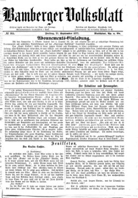 Bamberger Volksblatt Freitag 21. September 1877