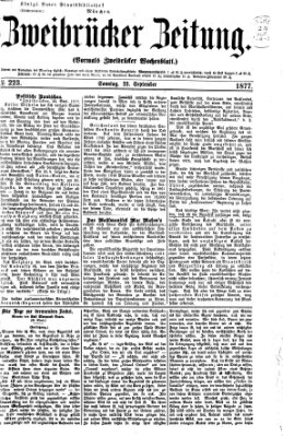 Zweibrücker Zeitung (Zweibrücker Wochenblatt) Sonntag 23. September 1877