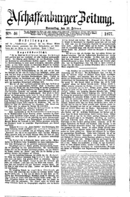 Aschaffenburger Zeitung Donnerstag 22. Februar 1877