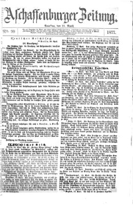 Aschaffenburger Zeitung Samstag 21. April 1877