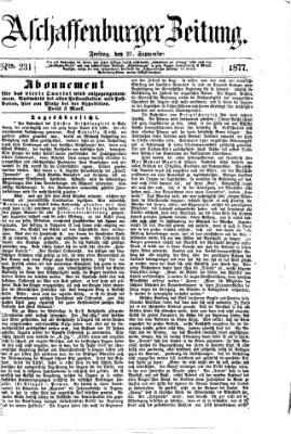 Aschaffenburger Zeitung Freitag 21. September 1877